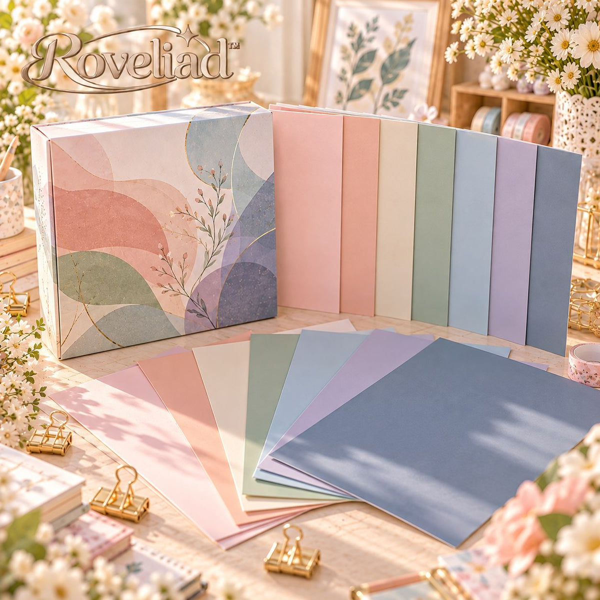 Roveliad™ Stilltone Morandi Solid Adhesive Sheets — 7-Color DIY Cuttable Sticker Paper Set