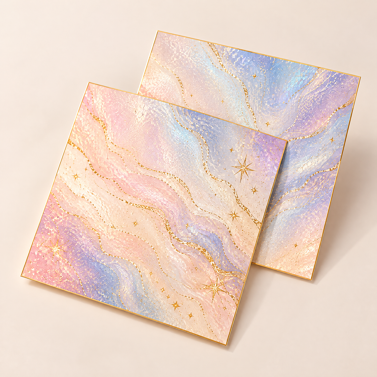 Roveliad™ Aurora Gilt Fine-Shimmer Adhesive Craft Sheets — 2-Pack Dreamy Gold-Edge DIY Sticker Paper