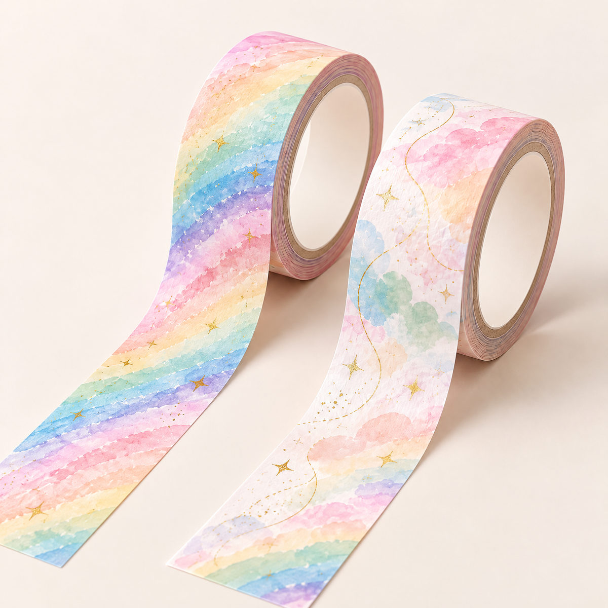 Roveliad™ Prism Drift Rainbow Washi Tape Set — 2 Rolls Decorative Paper Tape for Journaling, Scrapbooking & Planner Crafts